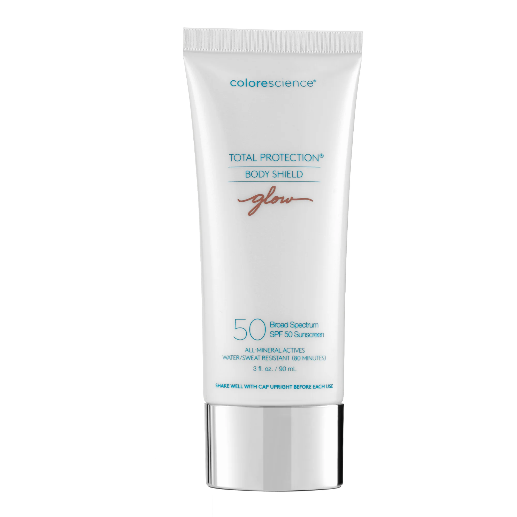 Colorescience Body Shield SPF50 – Glow – Total Protection Mineral Sunscreen-Helmiäshohtoinen vartaloaurinkosuoja