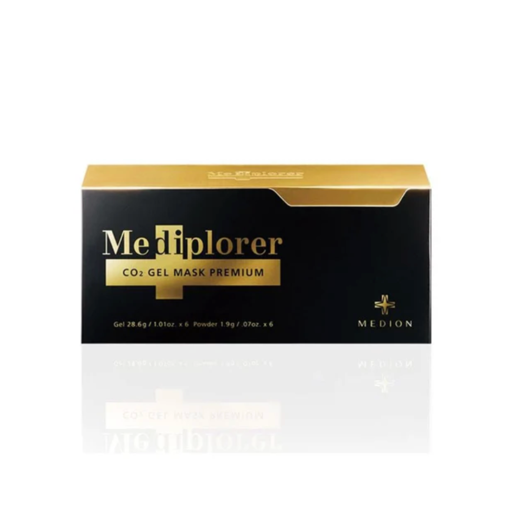 Mediplorer CO2 Gel Mask Premium packaging on a white background