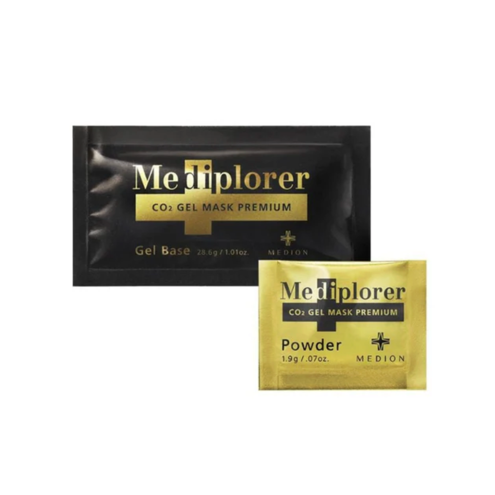 Mediplorer CO2 Gel Mask Premium packaging on a white background