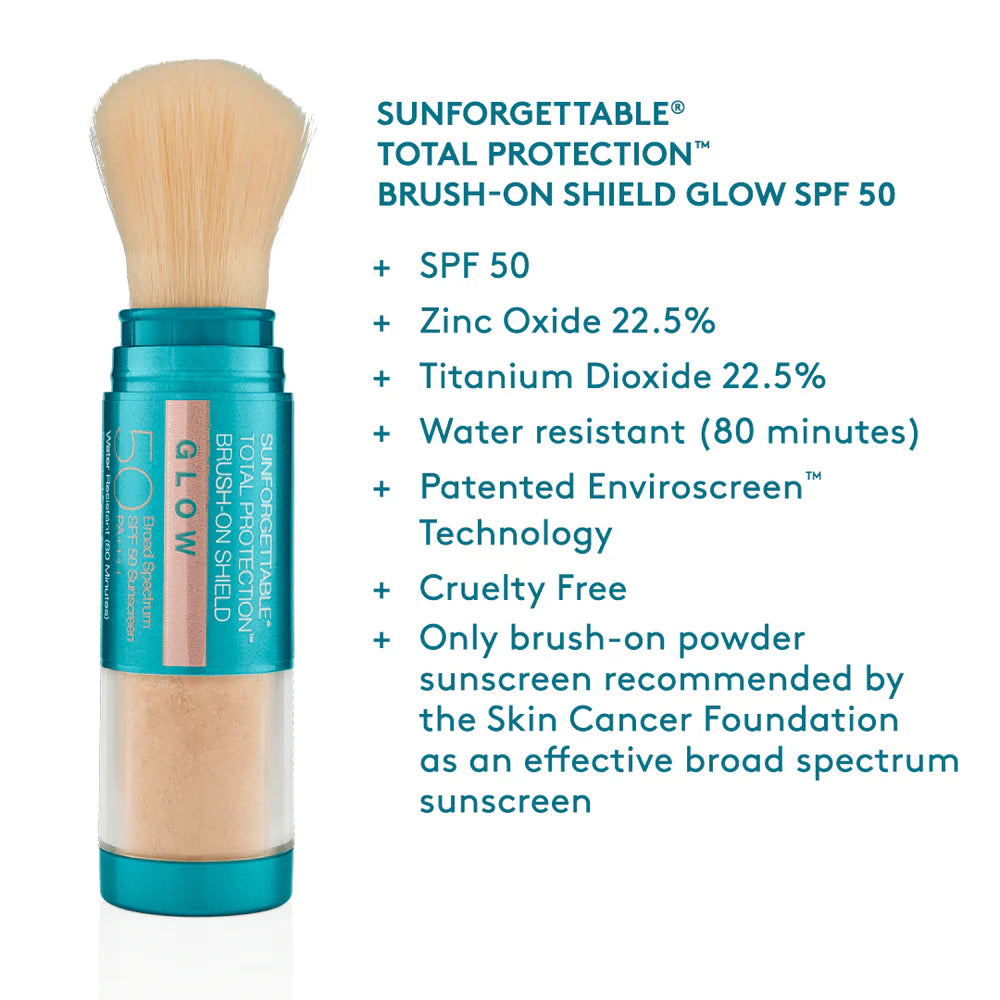 COLORESCIENCE Sunforgettable® Total Protection® Brush-On Shield Glow SPF 50 aurinkosuoja puuteri