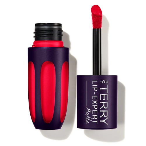 Lipstick with purple and red design and 'By Terry Lip-Expert Matte' text on a white background