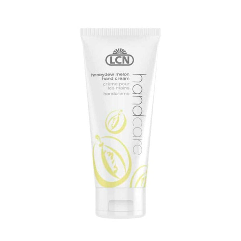 Hand cream tube labeled 'LCN' on a white background