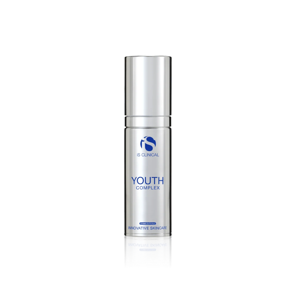 Skincare bottle labeled 'Youth Complex' on a white background